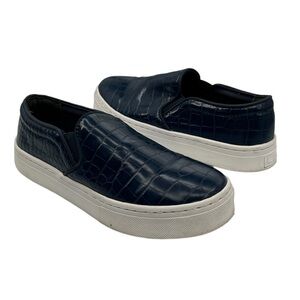Sam Edelman Inky Blue Crocodile Print Fashion Sneakers Size 6.5 Women's